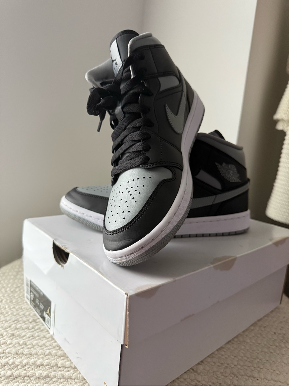 Nike Air Jordan 1 Mid - Black & Grey Women’s Sneakers - Picture 2 of 5